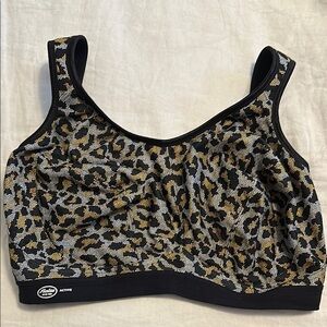 Leopard Print Sports Bra - Black & Gold